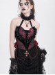Gorgeous Black Red Roses Exquisite Beaded Decoration Hem Splicing Mesh Sexy Gothic Style Halter Neck Corset