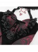 Gorgeous Black Red Roses Exquisite Beaded Decoration Hem Splicing Mesh Sexy Gothic Style Halter Neck Corset