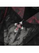Gorgeous Black Red Roses Exquisite Beaded Decoration Hem Splicing Mesh Sexy Gothic Style Halter Neck Corset