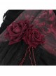 Gorgeous Black Red Roses Exquisite Beaded Decoration Hem Splicing Mesh Sexy Gothic Style Halter Neck Corset