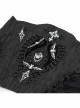 Retro Gorgeous Black Embroidered Lace Cool Metal Bat Splicing Mesh Hem Gothic Style Corset