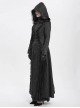 Dark Mysterious Black Exquisite Ruffles Decorated Retro Metal Buttons Gothic Style Hooded Long Coat