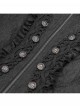 Dark Mysterious Black Exquisite Ruffles Decorated Retro Metal Buttons Gothic Style Hooded Long Coat