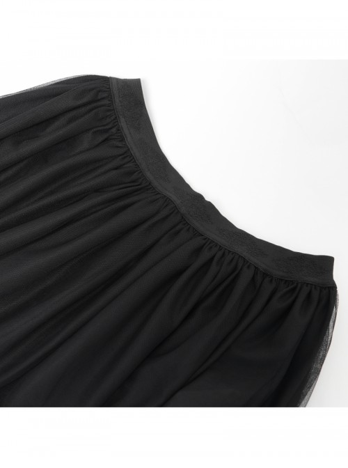 Elegant Retro Black Lace Mesh Stitching Gorgeous Patchwork Decorated Gothic Style Skirt