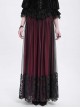 Elegant Daily Red Stitching Black Lace Mesh Gorgeous Patchwork Decorated Gothic Style Skirt