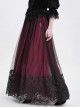 Elegant Daily Red Stitching Black Lace Mesh Gorgeous Patchwork Decorated Gothic Style Skirt