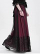 Elegant Daily Red Stitching Black Lace Mesh Gorgeous Patchwork Decorated Gothic Style Skirt