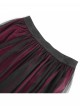 Elegant Daily Red Stitching Black Lace Mesh Gorgeous Patchwork Decorated Gothic Style Skirt