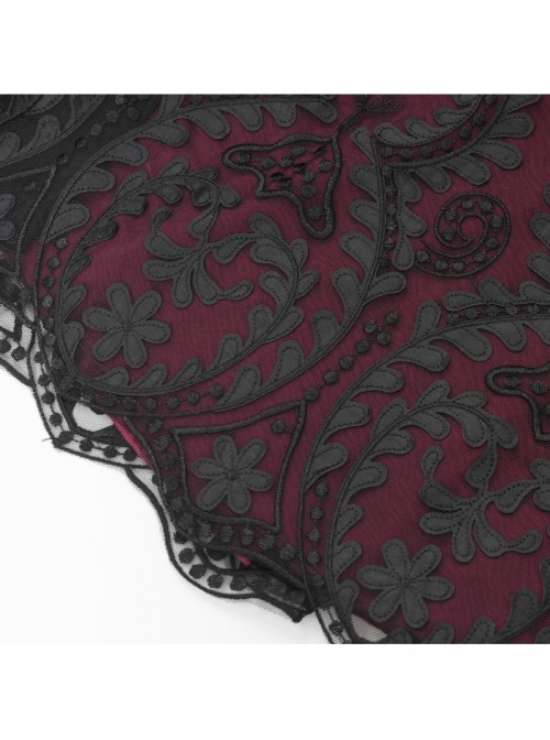 Elegant Daily Red Stitching Black Lace Mesh Gorgeous Patchwork Decorated Gothic Style Skirt