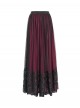 Elegant Daily Red Stitching Black Lace Mesh Gorgeous Patchwork Decorated Gothic Style Skirt