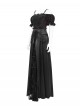 Retro Gorgeous Black Red Sexy One Shoulder Retro Lace Stitching Exquisite Beaded Decoration Gothic Style Dress