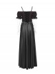 Retro Gorgeous Black Red Sexy One Shoulder Retro Lace Stitching Exquisite Beaded Decoration Gothic Style Dress