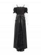 Retro Gorgeous Black Red Sexy One Shoulder Retro Lace Stitching Exquisite Beaded Decoration Gothic Style Dress
