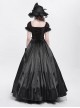 Retro Gorgeous Black Red Sexy One Shoulder Retro Lace Stitching Exquisite Beaded Decoration Gothic Style Dress