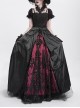 Retro Elegant Black Red Sexy One Shoulder Gorgeous Lace Stitching Exquisite Beaded Decoration Gothic Style Dress