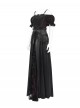 Retro Elegant Black Red Sexy One Shoulder Gorgeous Lace Stitching Exquisite Beaded Decoration Gothic Style Dress