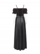 Retro Elegant Black Red Sexy One Shoulder Gorgeous Lace Stitching Exquisite Beaded Decoration Gothic Style Dress