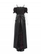 Retro Elegant Black Red Sexy One Shoulder Gorgeous Lace Stitching Exquisite Beaded Decoration Gothic Style Dress