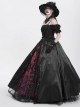 Retro Elegant Black Red Sexy One Shoulder Gorgeous Lace Stitching Exquisite Beaded Decoration Gothic Style Dress