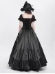 Retro Elegant Black Red Sexy One Shoulder Gorgeous Lace Stitching Exquisite Beaded Decoration Gothic Style Dress