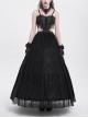 Sexy Elegant Black Exquisite Lace Stitching Beaded Decoration Waist Hollow Gothic Style Dress