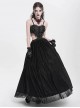 Sexy Elegant Black Exquisite Lace Stitching Beaded Decoration Waist Hollow Gothic Style Dress