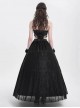 Sexy Elegant Black Exquisite Lace Stitching Beaded Decoration Waist Hollow Gothic Style Dress