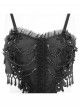 Sexy Elegant Black Exquisite Lace Stitching Beaded Decoration Waist Hollow Gothic Style Dress
