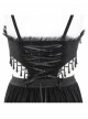 Sexy Elegant Black Exquisite Lace Stitching Beaded Decoration Waist Hollow Gothic Style Dress