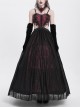 Retro Black Red Gorgeous Lace Splicing Beaded Decoration Sexy Waist Hollow Gothic Style Dress