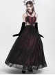 Retro Black Red Gorgeous Lace Splicing Beaded Decoration Sexy Waist Hollow Gothic Style Dress