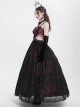 Retro Black Red Gorgeous Lace Splicing Beaded Decoration Sexy Waist Hollow Gothic Style Dress