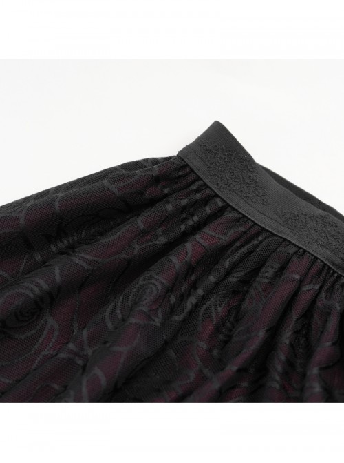 Retro Black Red Gorgeous Lace Splicing Beaded Decoration Sexy Waist Hollow Gothic Style Dress