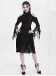 Retro Gorgeous Black Sexy Off Shoulder Design Exquisite Lace Stitching Rose Decoration Gothic Style Dress