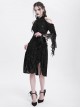 Retro Gorgeous Black Sexy Off Shoulder Design Exquisite Lace Stitching Rose Decoration Gothic Style Dress