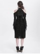 Retro Gorgeous Black Sexy Off Shoulder Design Exquisite Lace Stitching Rose Decoration Gothic Style Dress