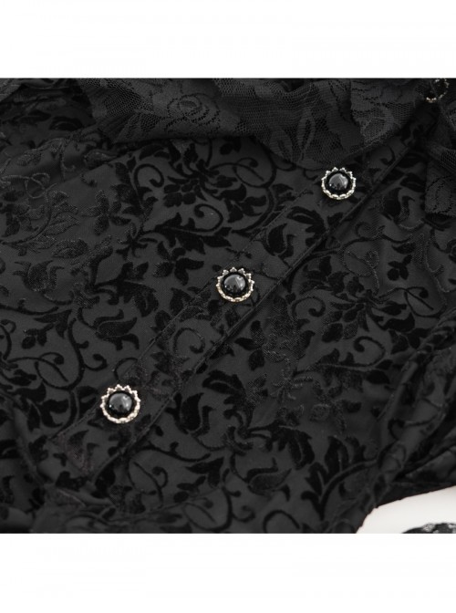 Retro Gorgeous Black Sexy Off Shoulder Design Exquisite Lace Stitching Rose Decoration Gothic Style Dress
