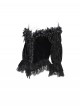 Gorgeous Elegant Black Sexy One Shoulder Exquisite Lace Velvet Splicing Rose Feather Decoration Gothic Style Top