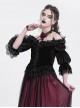 Retro Elegant Black Red Sexy One Shoulder Lace Velvet Splicing Exquisite Rose Feather Decoration Gothic Style Top