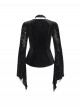 Elegant Black Sexy Hollow Design Exquisite Rose Dark Pattern Three Dimensional Flower Decoration Gothic Style Top