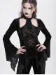 Elegant Black Sexy Hollow Design Exquisite Rose Dark Pattern Three Dimensional Flower Decoration Gothic Style Top