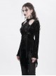 Elegant Black Sexy Hollow Design Exquisite Rose Dark Pattern Three Dimensional Flower Decoration Gothic Style Top