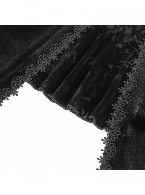 Elegant Black Sexy Hollow Design Exquisite Rose Dark Pattern Three Dimensional Flower Decoration Gothic Style Top