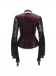 Elegant Black Red Sexy Hollow Design Exquisite Rose Dark Pattern Retro Flower Decoration Gothic Style Top