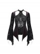 Elegant Black Red Sexy Hollow Design Exquisite Rose Dark Pattern Retro Flower Decoration Gothic Style Top