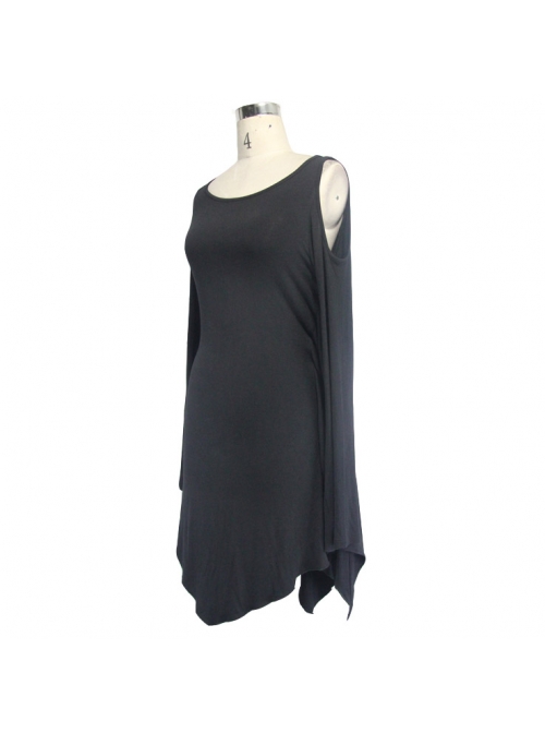 Bat-Sleeve Off-Shoulder Knitted Black Gothic Dress