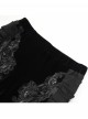 Elegant Slim Fit Black Velvet Stitching Lace Mesh Gorgeous Embroidered Patch Decoration Gothic Style Flared Pants