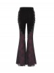 Elegant Retro Black Red Velvet Stitching Lace Mesh Gorgeous Embroidered Patch Gothic Style Flared Pants