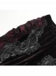 Elegant Retro Black Red Velvet Stitching Lace Mesh Gorgeous Embroidered Patch Gothic Style Flared Pants