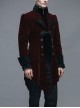 Gothic Carved Button Black Embroidered Collar Red Velveteen Dovetail Men Coat